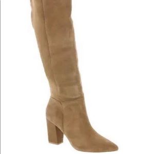 Steve Madden Brown Suede Pointed Toe Raddle Heel Boot